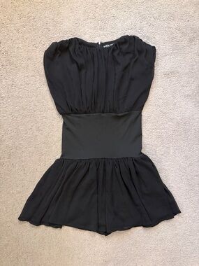 SHEIN Black Petite XS Sleeveless Waist-Defined Romper